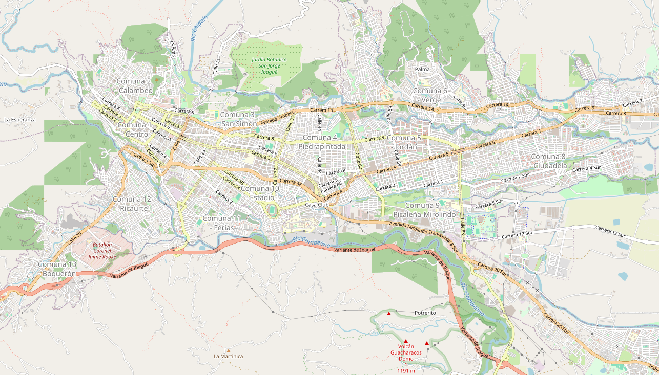 Mapa estático de Ibagué